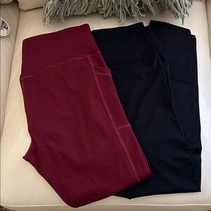 Burgundy and Black High-Waist Leggings Duo